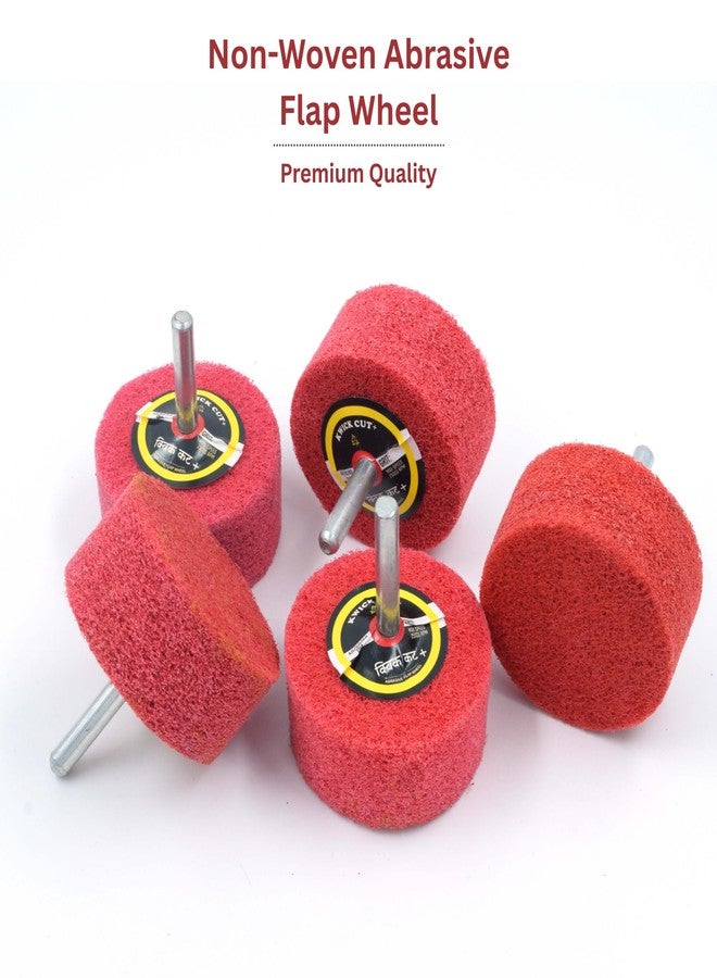 KWICK CUT + Kwick Cut+ Non-Woven Unitised Abrasive Matt Mop Wheel 40x25mm for Drill with 6mm Shank - Red Surface Conditioning Polishing Buffing Wheel for Metal, Wood, Rust Removal - for Rotary Tools - Image 3